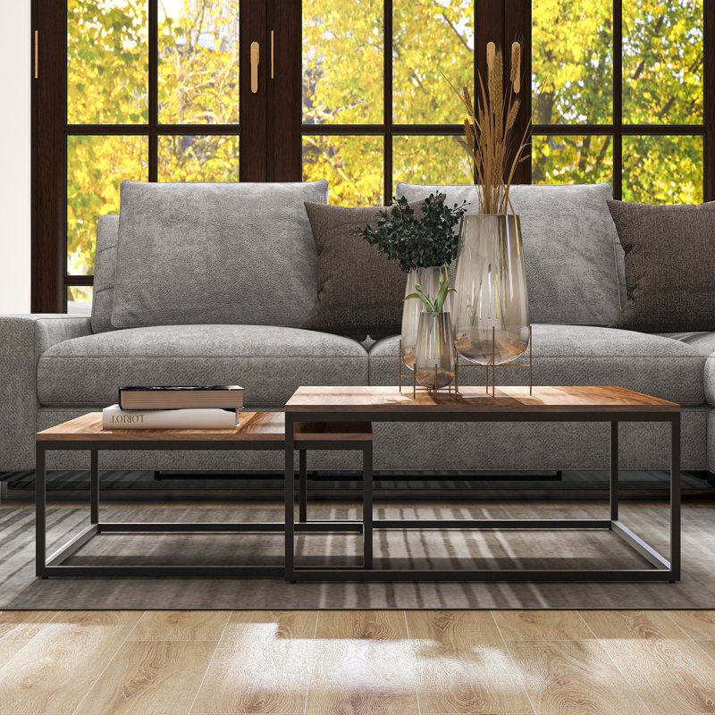 Megan Solid Wood Top Nesting Coffee Table