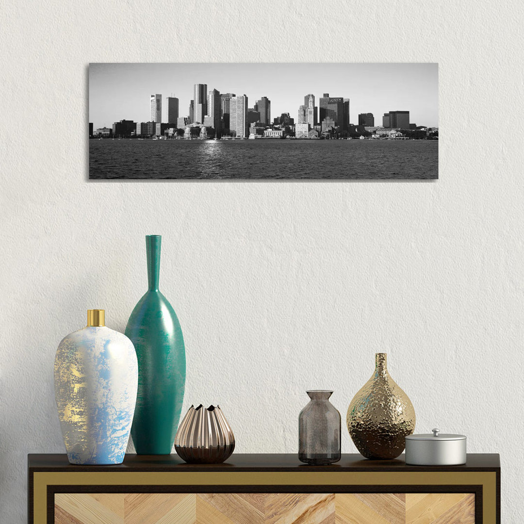 Boston Skyline Cityscape - Wrapped Canvas Panoramic Print