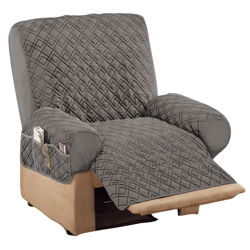 Housse pour fauteuil inclinable à coussins en T, Mélange de polyester gris