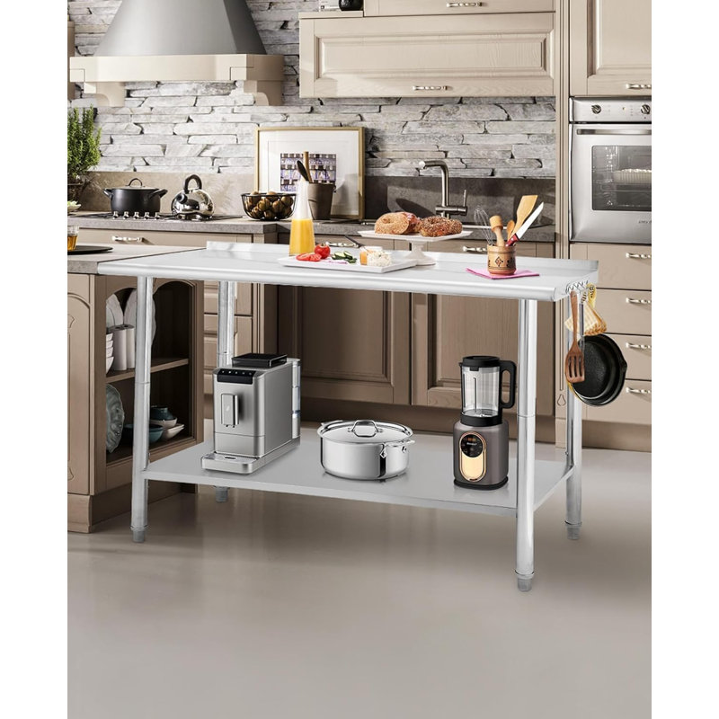 Table de préparation en acier inoxydable 60 po x 24 po x 35 po