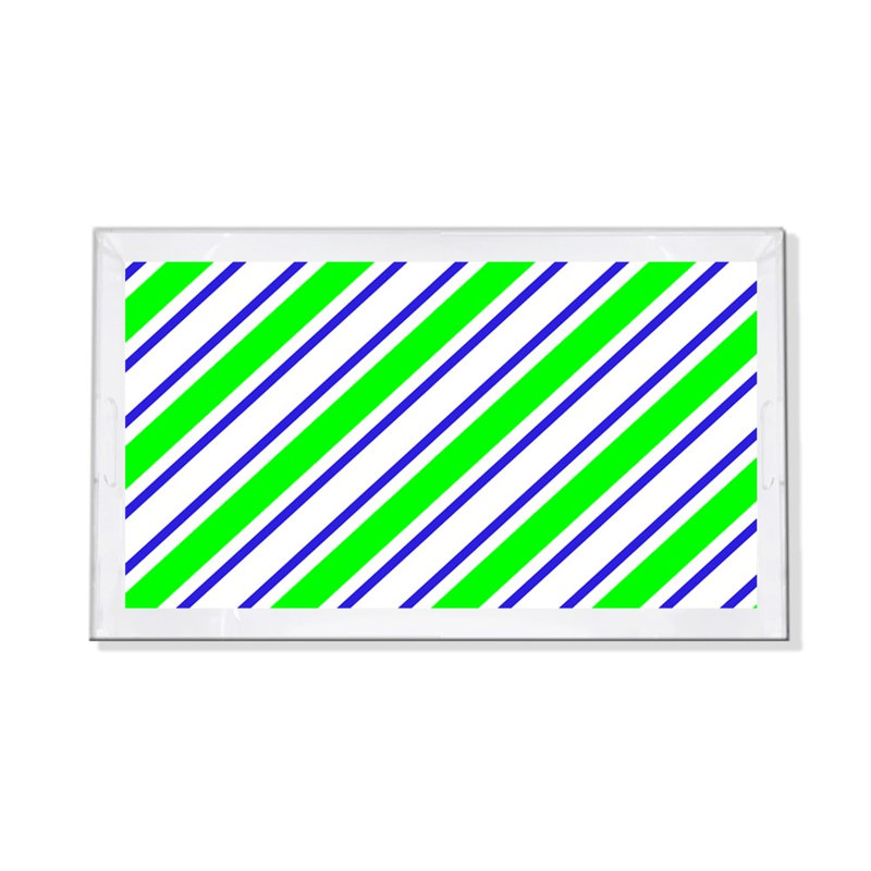 Candy Cane Stripe Acrylic Rectangle Decorative Tray, Limeade