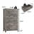 Lasharon 15.75"W Narrow 5-Drawer Dresser w/Slide Rails & Anti-Tip, Space-Saving Bedroom Storage-1400123536