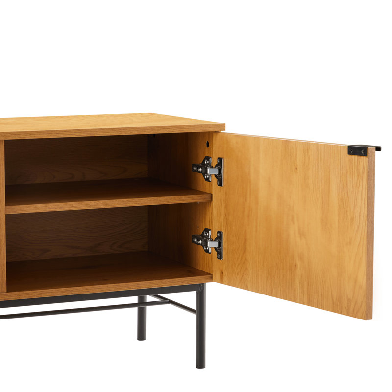 TV Stand With 2 Compartments In Natural Wood Effect Finish