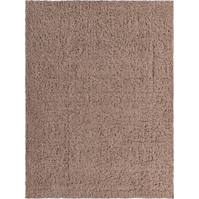 Tapis à poil long de couleur unie en polyester tissé à la machine
