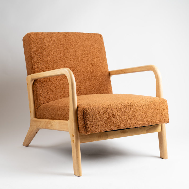 Boucle Accent Chair (Curved Arms), Caramel