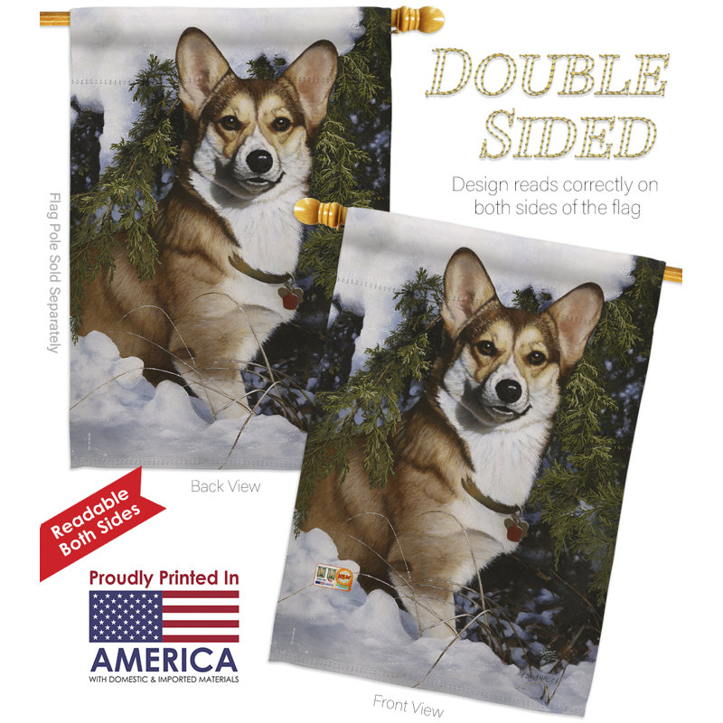 Polyester 40 x 28 po corgi 2 côtés ensemble de drapeau