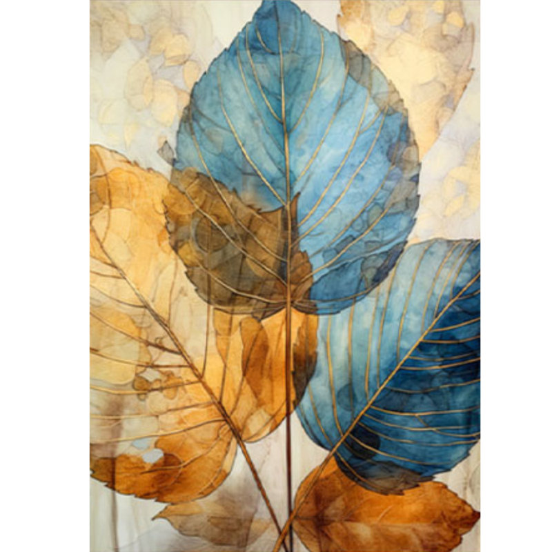 Ensemble d'art mural en acrylique doré doré bleu 3 pièces, H 24 po x l 73 po
