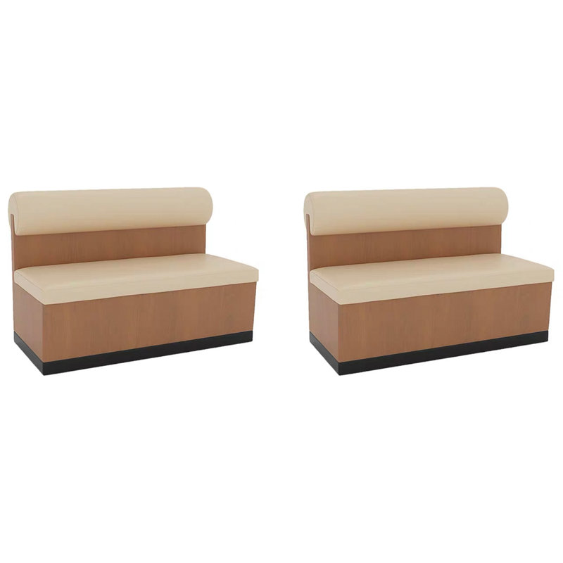 Banc rembourré en similicuir élégant, Blanc cassé