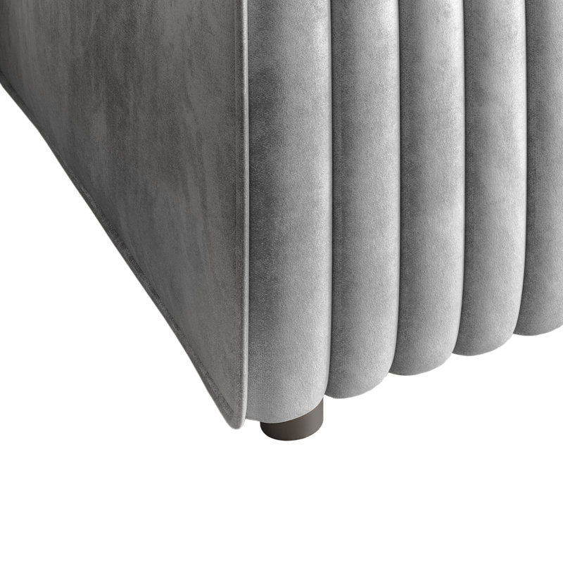 7-Piece Velvet Upholstered Modular Chair Set 2, Silver Grey