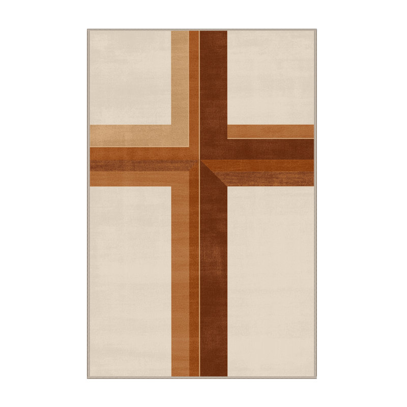 Tapis beige moderne lavable à la machine Melton - Reliure beige, 5x7