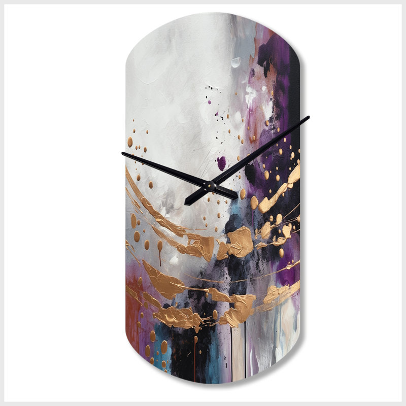 «Bold Circles And Marble Fusion IV», horloge murale cylindrique en métal, horloge murale asymétrique moderne, Grand