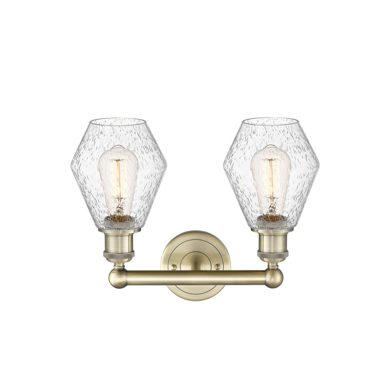 Éclairage pour salle de bain 2 lumières en acier et verre Gabbie, Granuleux, Laiton antique