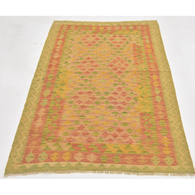 Tapis de zone en laine noué la 3 pi 5 po x 5 pi one-of-kind main Elland