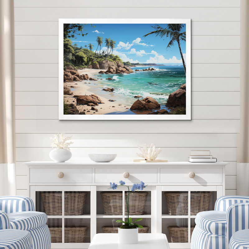 «Allea Beach Tropical Paradise II», reproduction sur toile, H 30 po x l 40 po x P 1,5 po, Cadre simple blanc