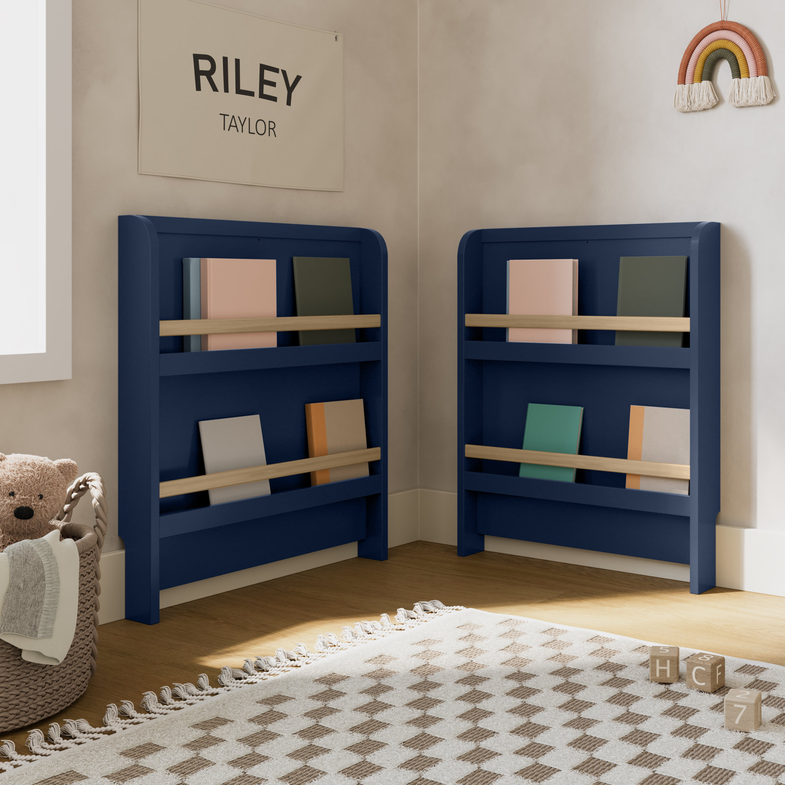 Read-with-Me 4-in-1 Wood Convertible Crib with Drawer, Crib, Midnight Blue/Driftwood