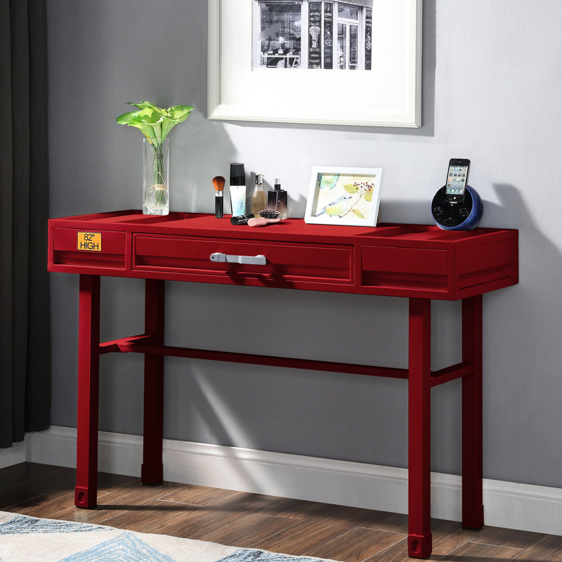 Bureau de coiffeuse rouge à 1 tiroir - option attrayante de style industriel