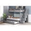 Lit simple superposé au dessus d'un lit double avec lit gigogne simple (gris)-130120326
