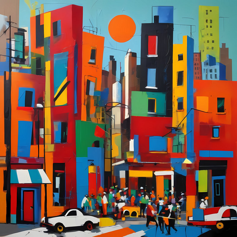 Block Party I, 36" H x 36" W