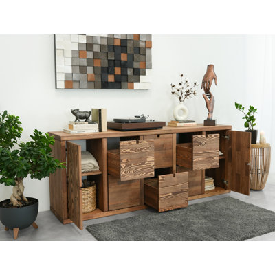 Caenada Solid Wood 180cm W 6 - Drawer Chest of Drawers