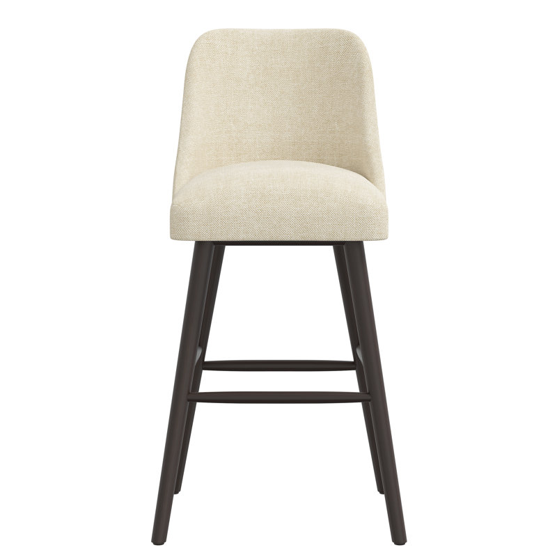Gallie Upholstered Counter Stool with Solid Wood Frame, Bar Stool (31” Seat Height), Milsap Canvas Sustain® Tweed, Black Wood