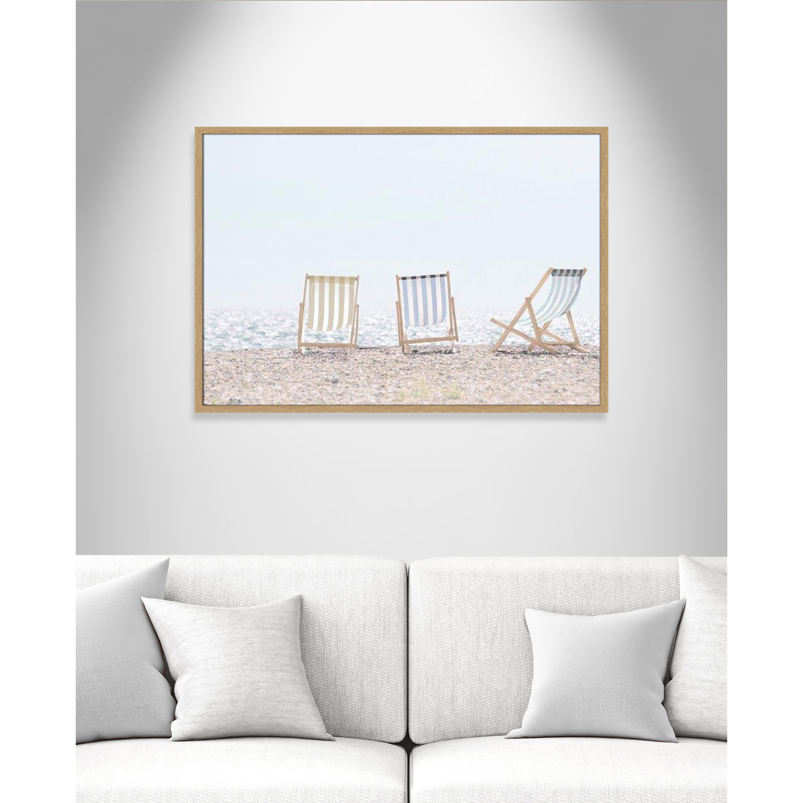 Adriatica "Beach Chairs" Print by Leah Straatsma, 29.5" H x 41.5" W x 1.25" D, Natural