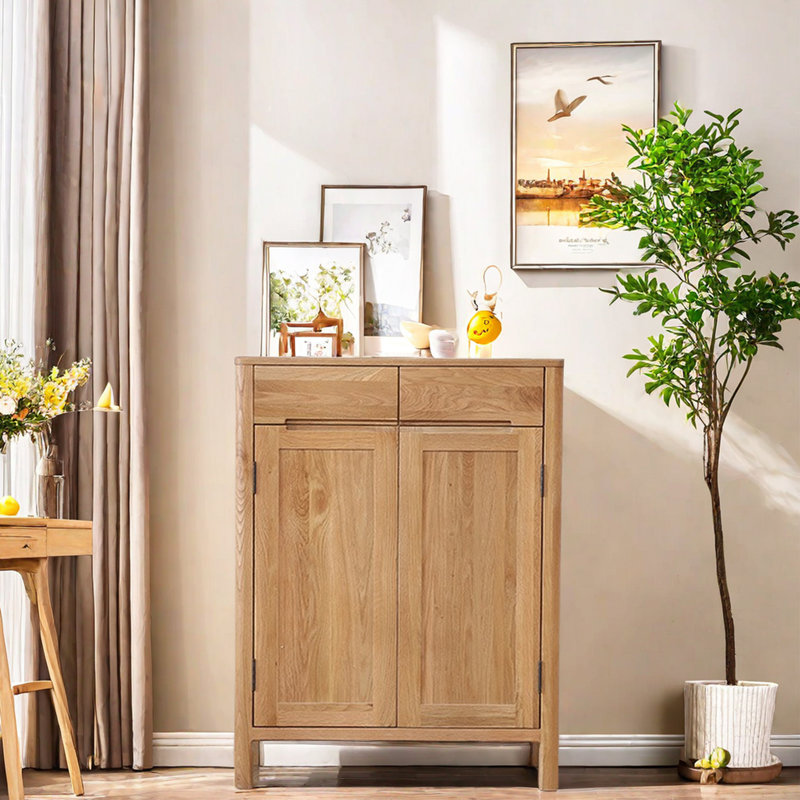 Solid Wood Grain Minimalist Shoe Cabinet 20 Pair Solid Wood Shoe Storage Cabinet