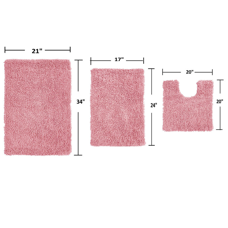 Ensemble de 3 tapis de bain Hazeltine, Rose