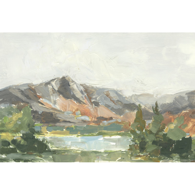 Rusty Mountains I - Painting, 81 cm H x 122 cm W, Black Floater Framed