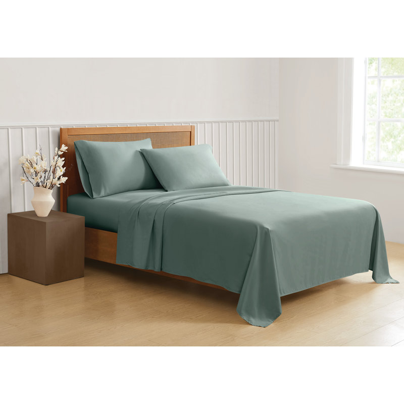 Truly Soft Solid Split Sheet Set, Green, Twin Sheet Set with 3 Pillowcases