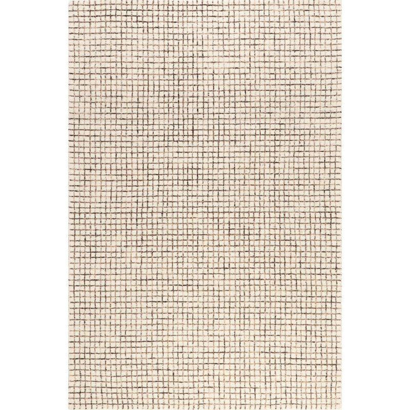 Katasha Checked Wool Area Rug, Rectangle 5' x 8'