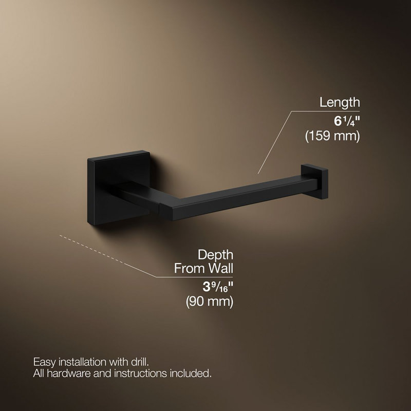 Square Toilet Tissue Holder, Matte Black
