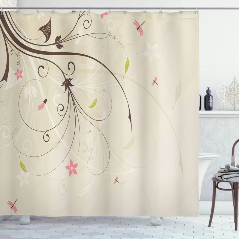 Ensemble de rideau de douche et crochets Dragonfly, H 84 po x l 69 po