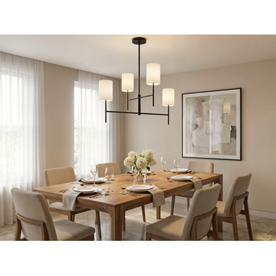 Barbara Barry Courtois 4 Light Dining Room Chandelier In Finish With Linen Shade