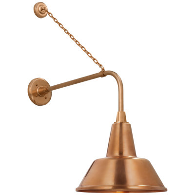 Thomas O'Brien, "Academy 20" Anchored Rex Barn Light in Soft Copper with 16" Bowers Shade