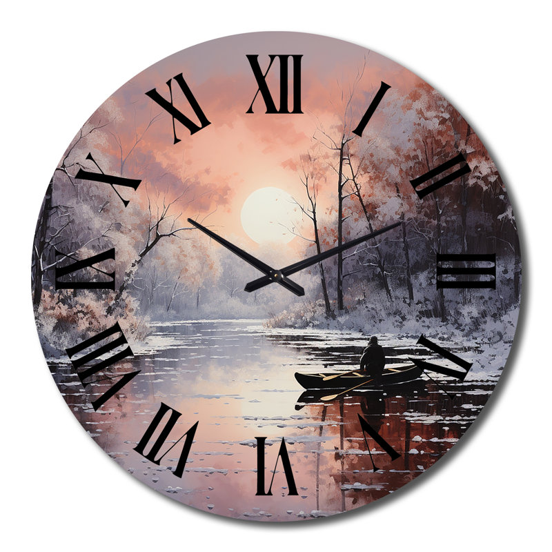 Horloge murale Winters River Papercut IV - Winter Landscape, Très grand