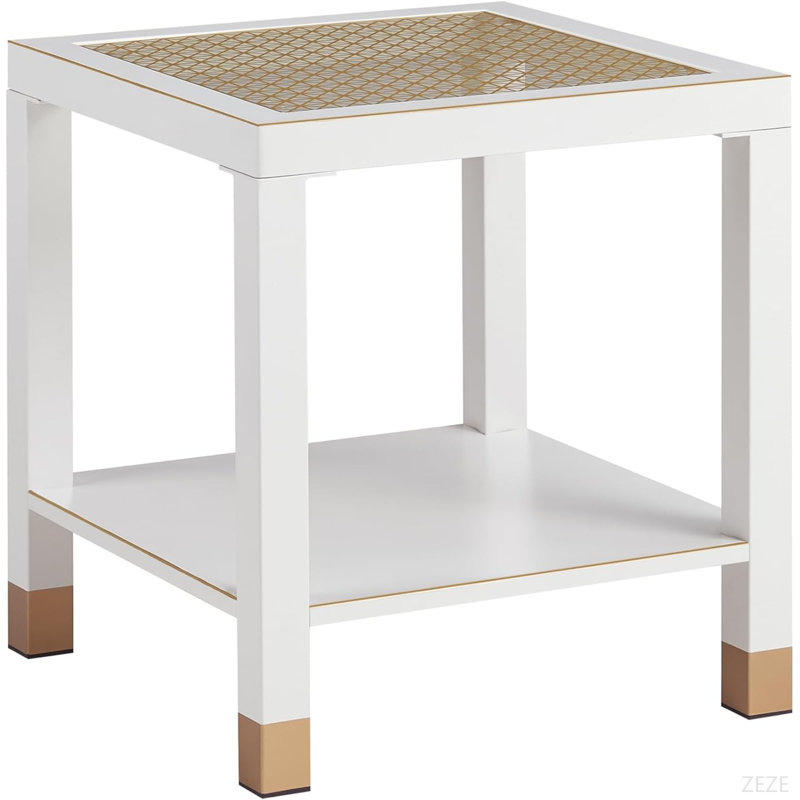 Table de bout en verre, table d'appoint de style moderne, table carrée pour le salon, verre trempé avec structure en métal, table de chevet