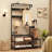 Parent-Child Industrial Hall Tree: Coat Rack Shoe Bench with Storage Cubbies, Hooks & Top Shelf-112623937