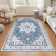 Tapis oriental bleu antidérapant lavable à la machine