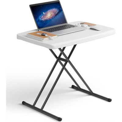 Table pliante à hauteur ajustable de 30 pouces, capacité de 200 lb, table utilitaire robuste pour la salle à manger, le camping et le bureau, blanc