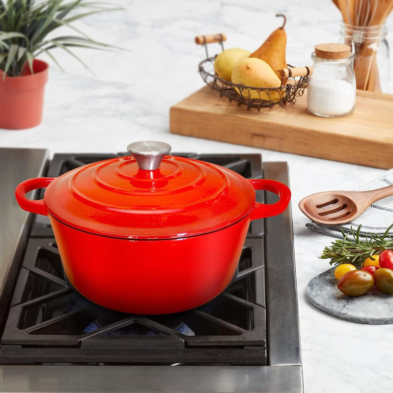 Cast Iron Casserole Dish - 3L, Red