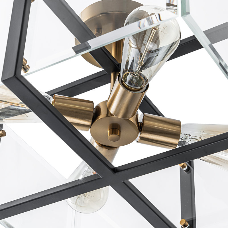 4-Light Beveled Glass Square Semi-Flush Mount