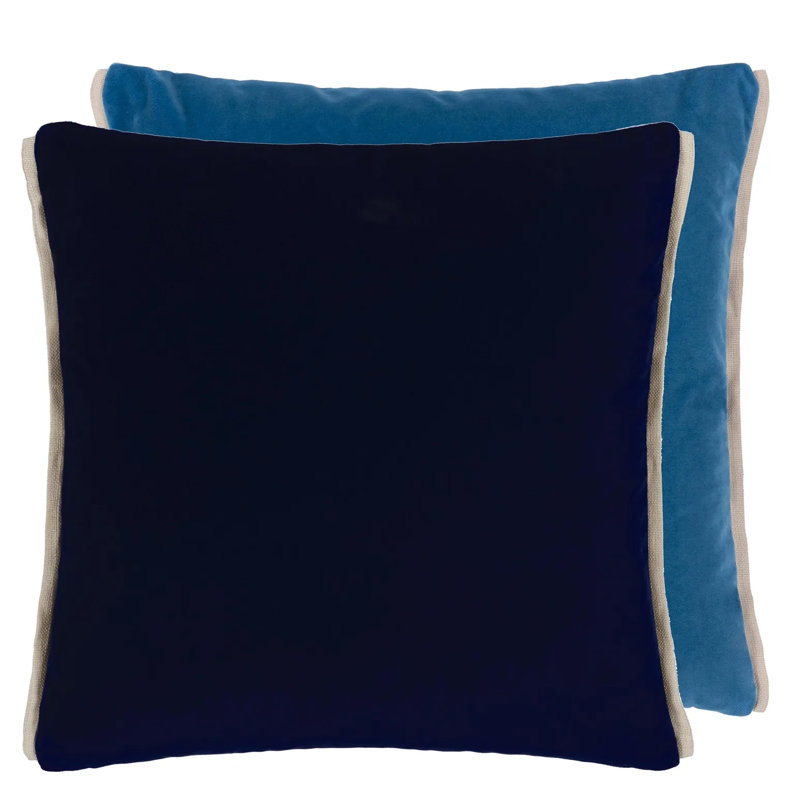 Varese Velvet Decorative Pillow, 22" H x 22" W, Denim/Teal