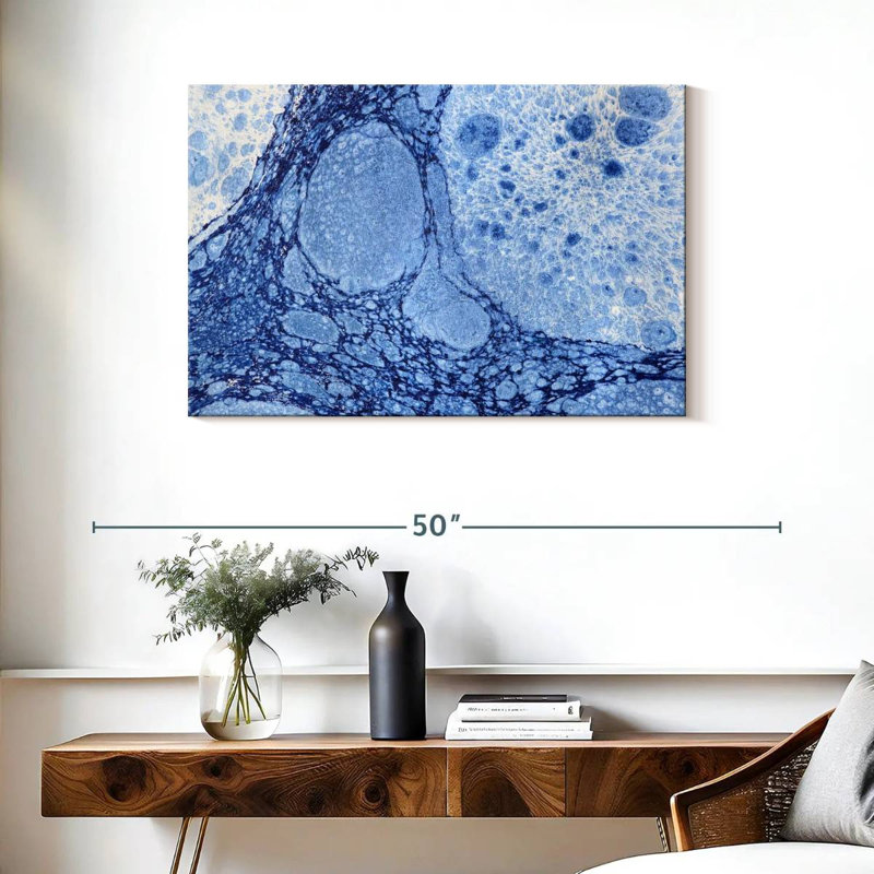 Avery marbré bleu abstrait, H 24 po x l 36 po