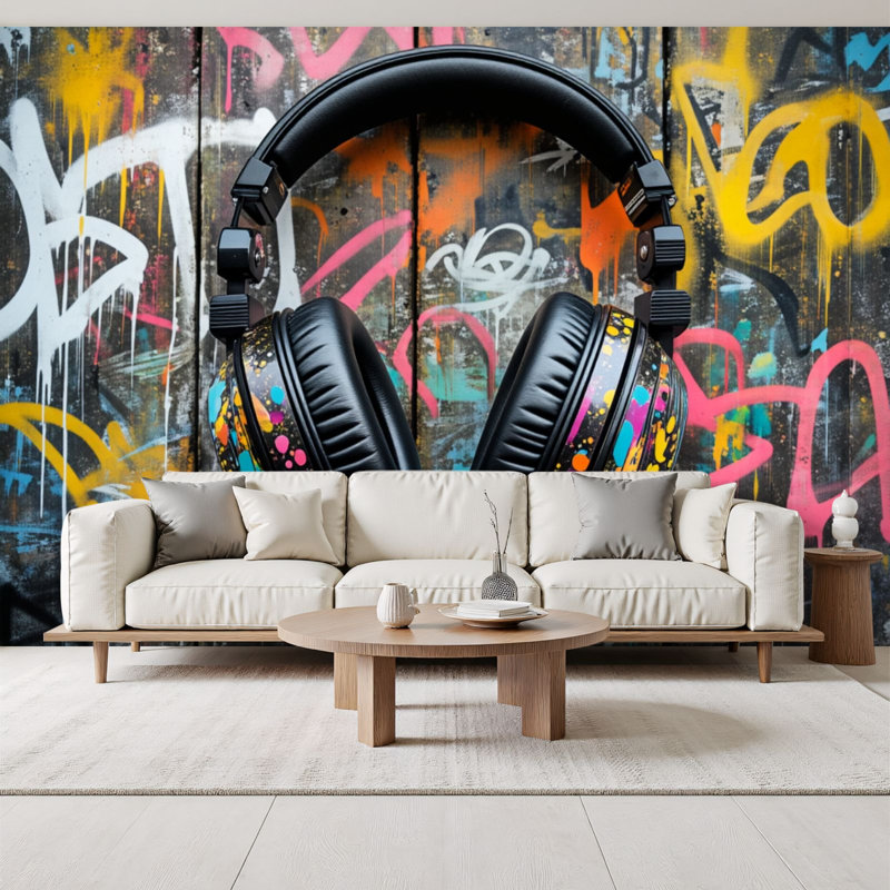 Papier peint adhésif musique avec musique Urban, L 144 po x l 100 po