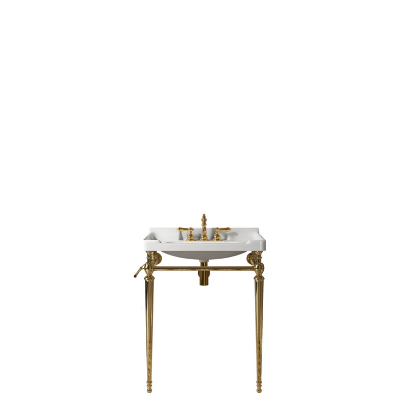 Meuble-lavabo moderne (doit inclure le meuble-lavabo et le lavabo), lavabo en céramique de 28 po, console en acier doré