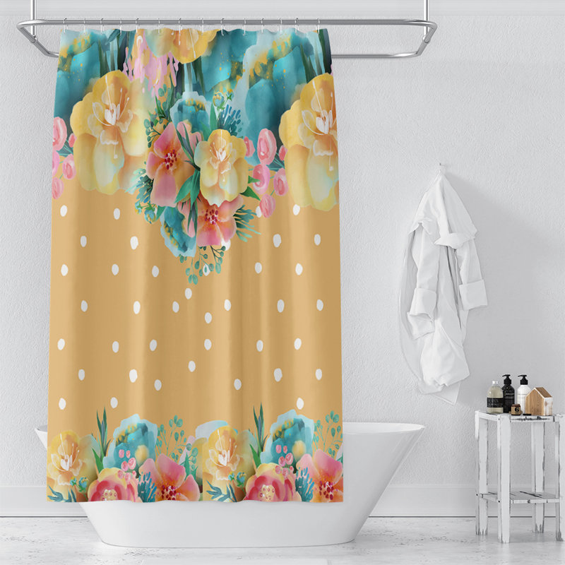 Rideau de douche simple pois points Odilia, 70 po x 90 po