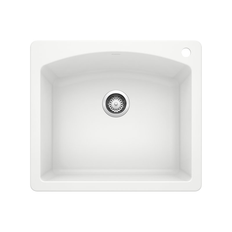 Diamond SILGRANIT 25" L X 22" W Drop-in/Undermount Kitchen Sink, White, 1 hole