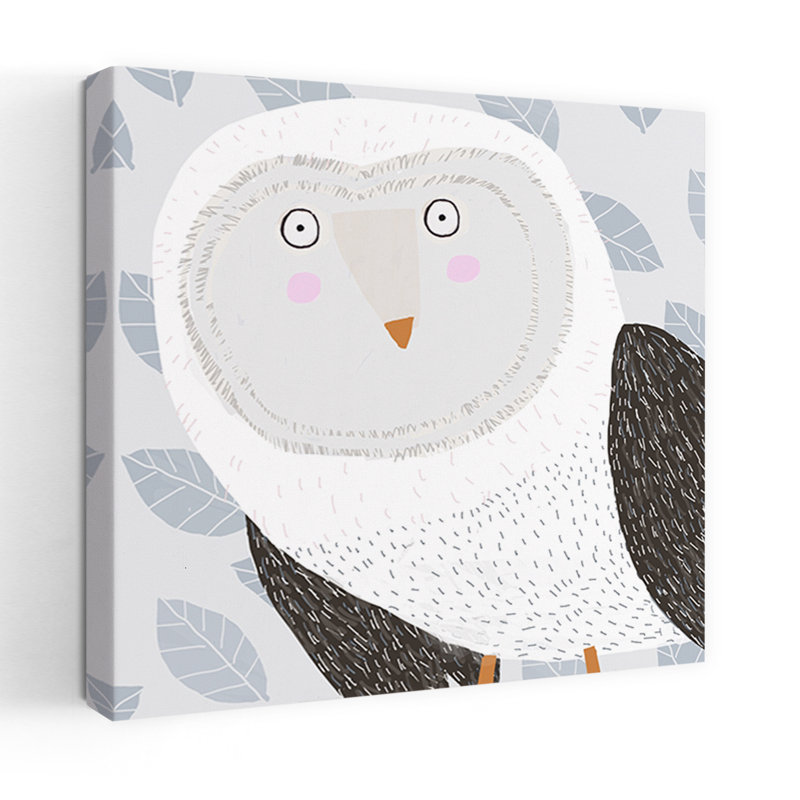 Curious Barn Owl Whimsical Abstract Contemporary Bird Owl Forest Nature Wall Art Print 1 Piece Wrapped Canvas Wall Art