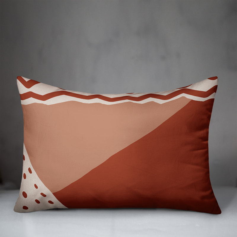 Coussin lombaire intérieur / extérieur abstrait, Orange / Rouge