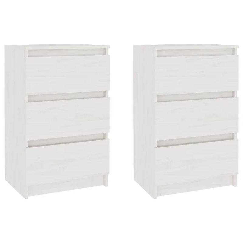 Goldmon 40cm W Solid Wood Bedside Table, White